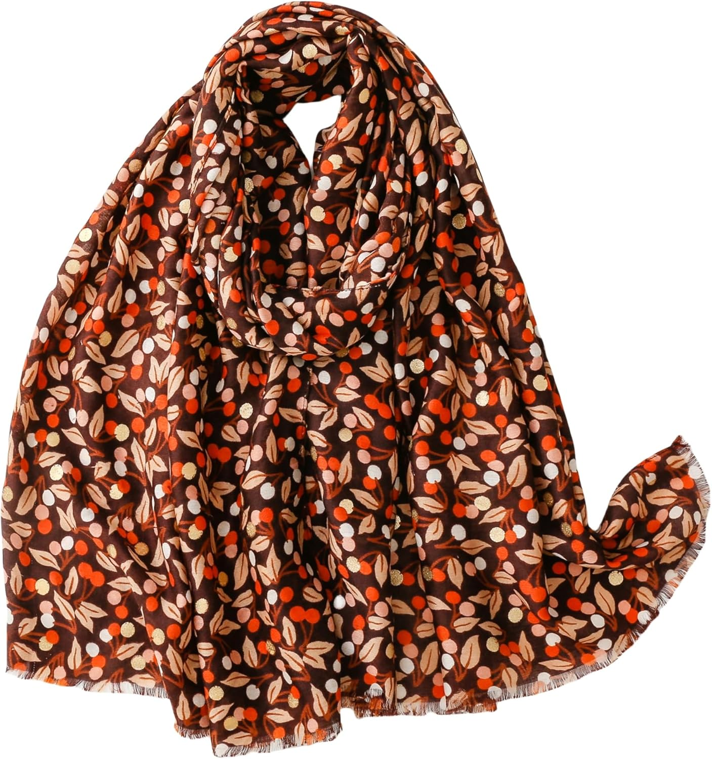 Wajuemy Travel Boho Scarf for Women Casual Lightweight Pashmina Scarves Fashion Multicolor Shawl Wraps with Fringed Beads image number 5