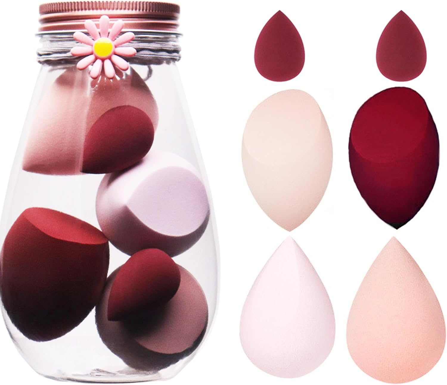 Makeup Sponge Set,Beauty Sponge Blending Foundation Sponge Makeup Puff with Case,6Pcs for Cream, Powder and Liquid