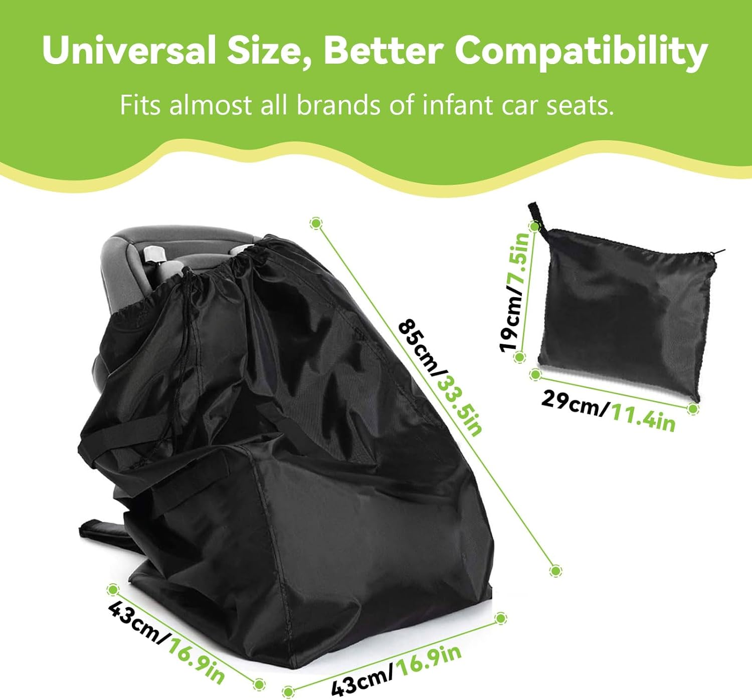 2 Pack Durable Easy Carry Baby Car Seat Travel Bag, Gate Check Airport Water Resistant Protector Bag, Fits Convertible Car Seats, Infant Carriers, Booster Seat, Air Travel Cover for Airplane, Black image number 6