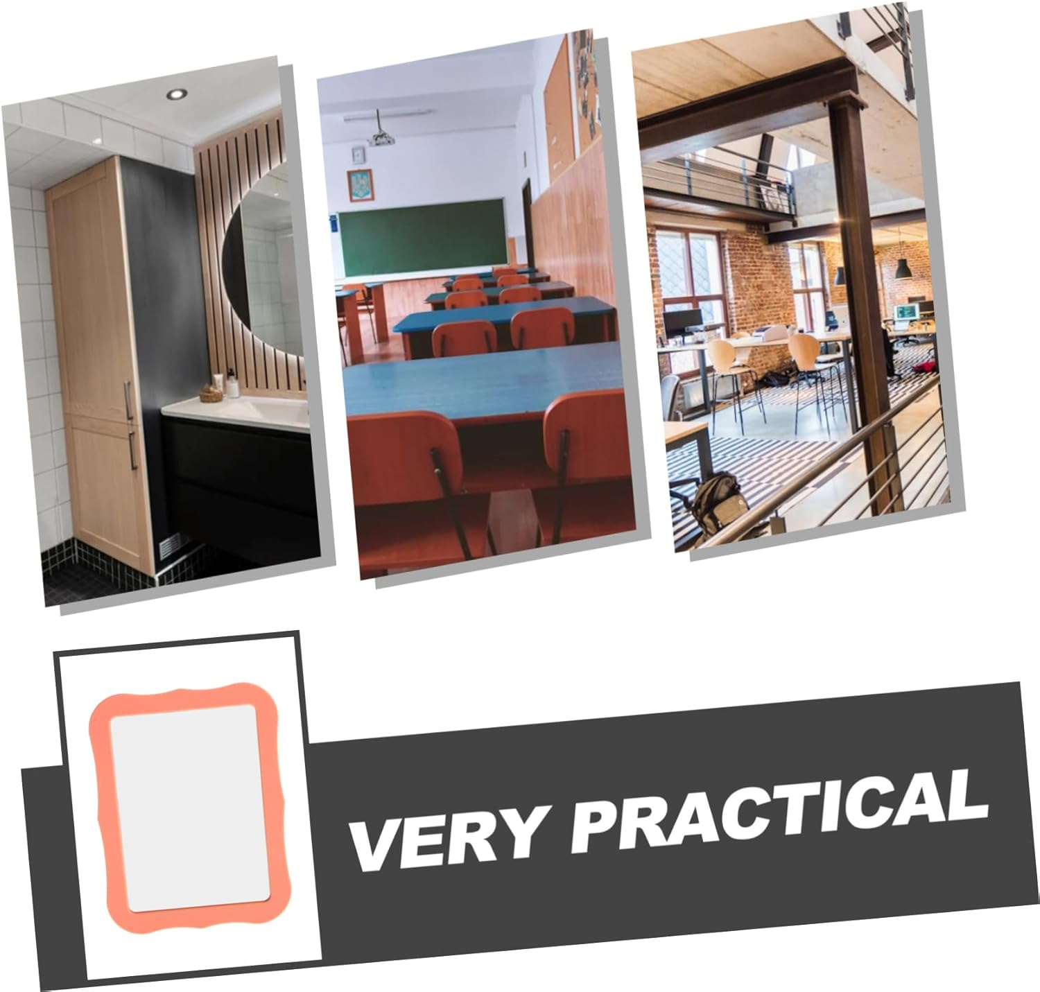 ULTECHNOVO Magnetic Mirror for Locker 5X7 Inch Orange Decorative Cabinet Mirror Magnetic Dressing Table for Home Office School Use