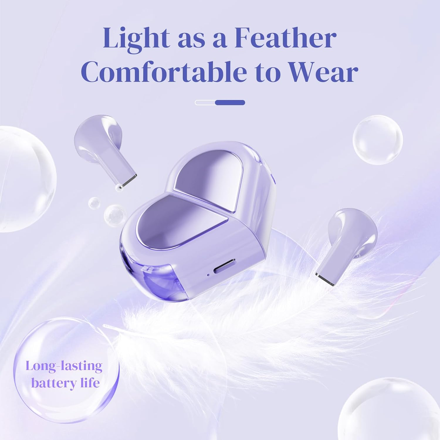 Ttbesmi Purple Heart Wireless Earbuds for Girls Kids, Cute Mini Tiny Small Invisible Earbuds Wireless Bluetooth for Small Ears Canals Women Rose Gold Kawai Blue Tooth Ear Buds for Iphone Android