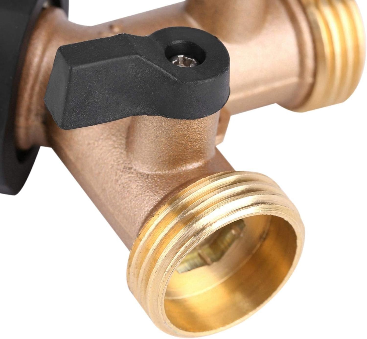 Garden Tap Adapter - 2 Way Solid Brass Splitter with Independent On/Off Valves, Hose Connector Y Shape for Home Irrigation (American Thread) image number 3