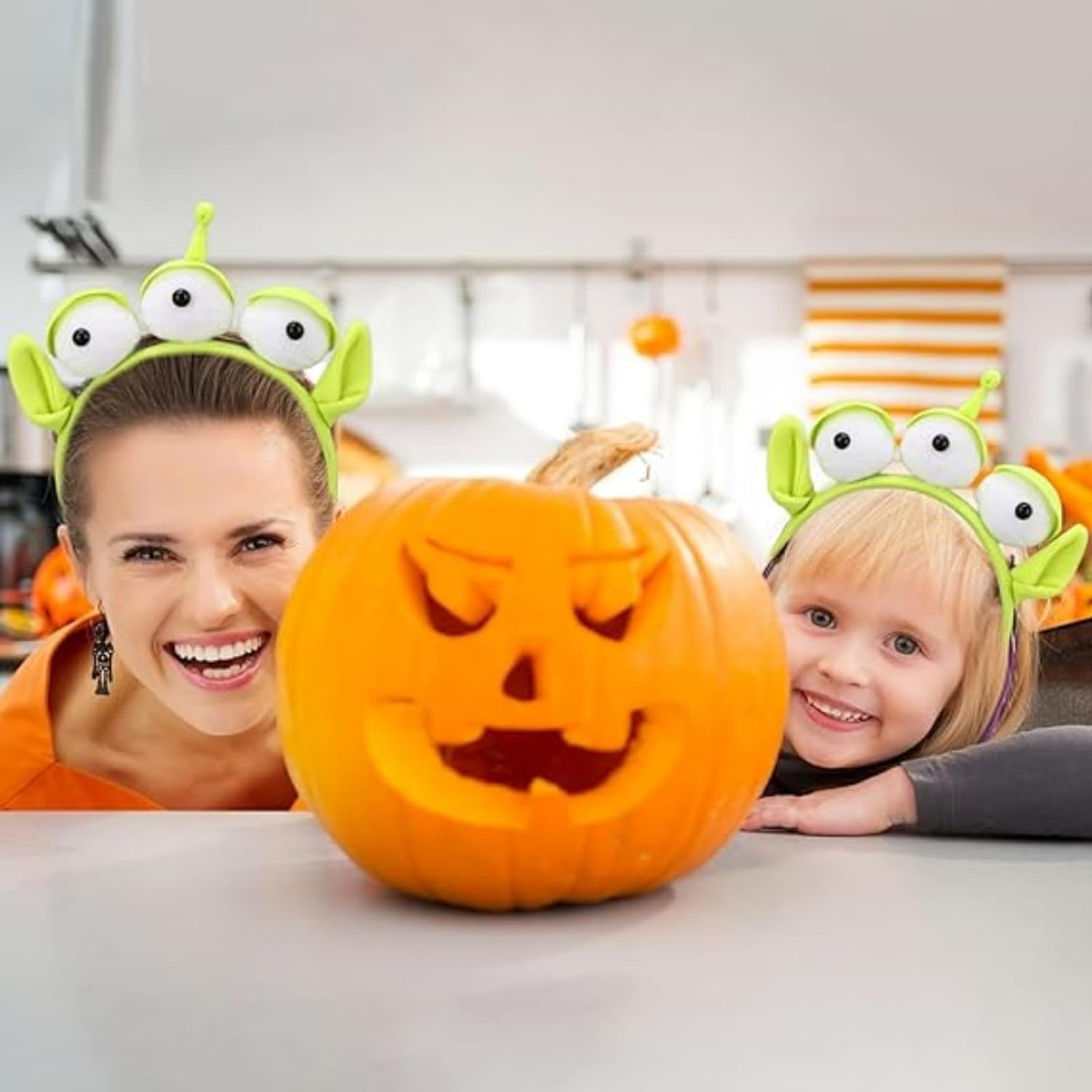 Three-Eyed Alien Monster Headband - Stretchy Cute Eyeball Hair Accessory for Themed Party, Cosplay, Halloween - Fun Costume for Girls and Kids image number 2