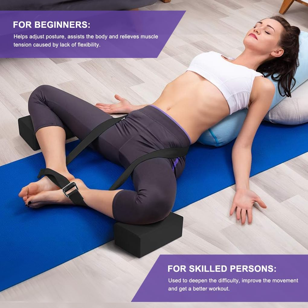 Vivva Yoga Blocks 2 Pack with Strap Non-Slip Extra Large 9 X 6X 4 Inches, EVA Foam Yoga Brick with 250Cm Yoga Strap to Improve Strength Balance for Yoga Pilates Meditation - Grey image number 4