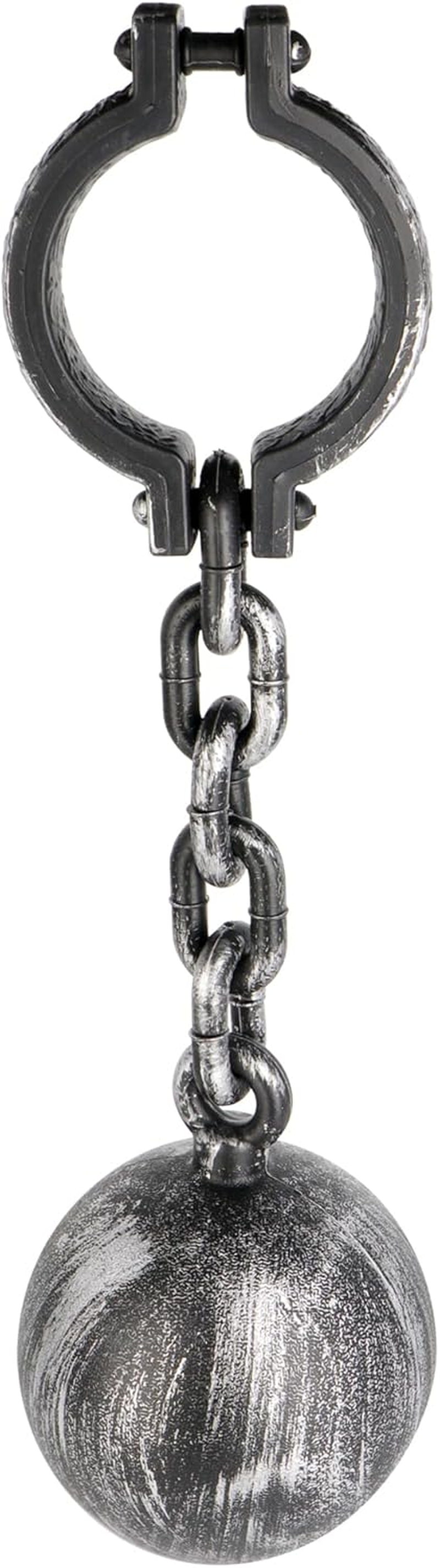 Lifelike Lightweight Plastic Shackles with 18 Cm Ball and Chain for Prisoner Costume Accessories Prop and Decoration image number 3