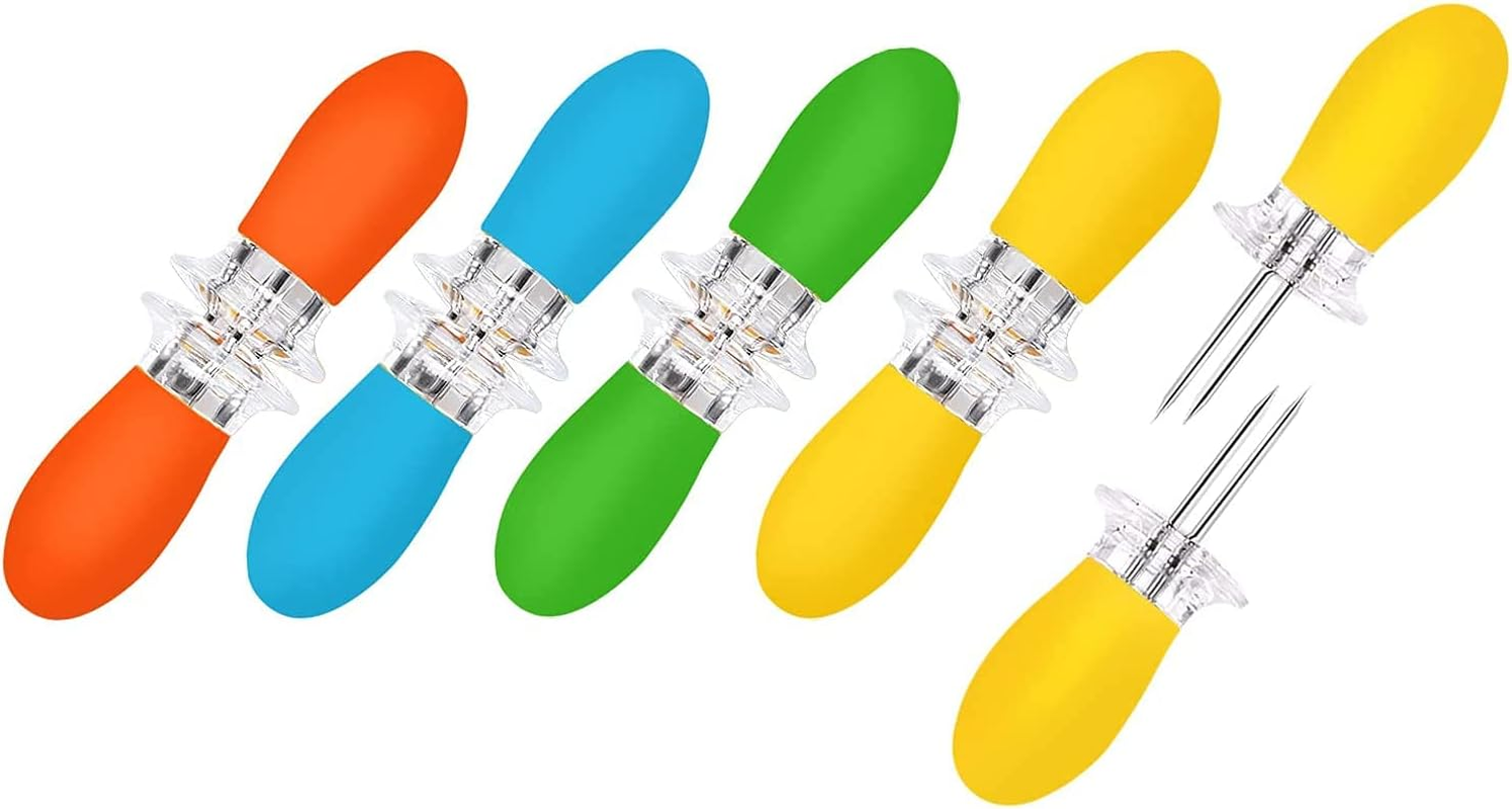 AUGSUN 10Pcs/5 Pairs Corn Holders, Stainless Steel Corn on the Cob BBQ Fork Skewers for Home Cooking Parties Camping(Black)