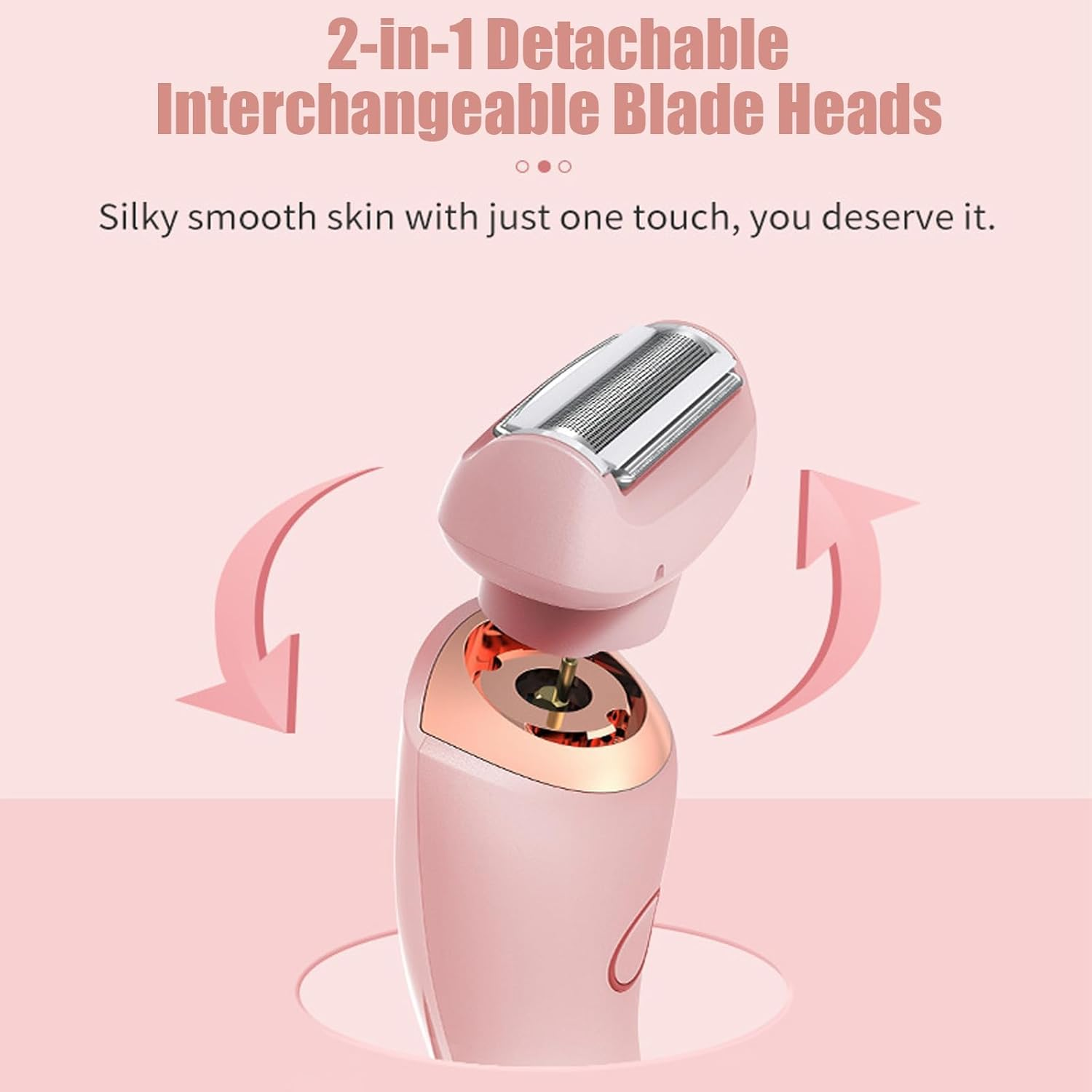 Comfort 2 in 1 Electric Lady Shaver, Bikini Shaver, Waterproof Body Hair Trimmer, Dual Head Shaver Women, Bikini & Body Shaving, Ladies Underarm Face Lip Legs Hands Hair Trimmer, Wet & Dry QFFAFAR (Pink) image number 5