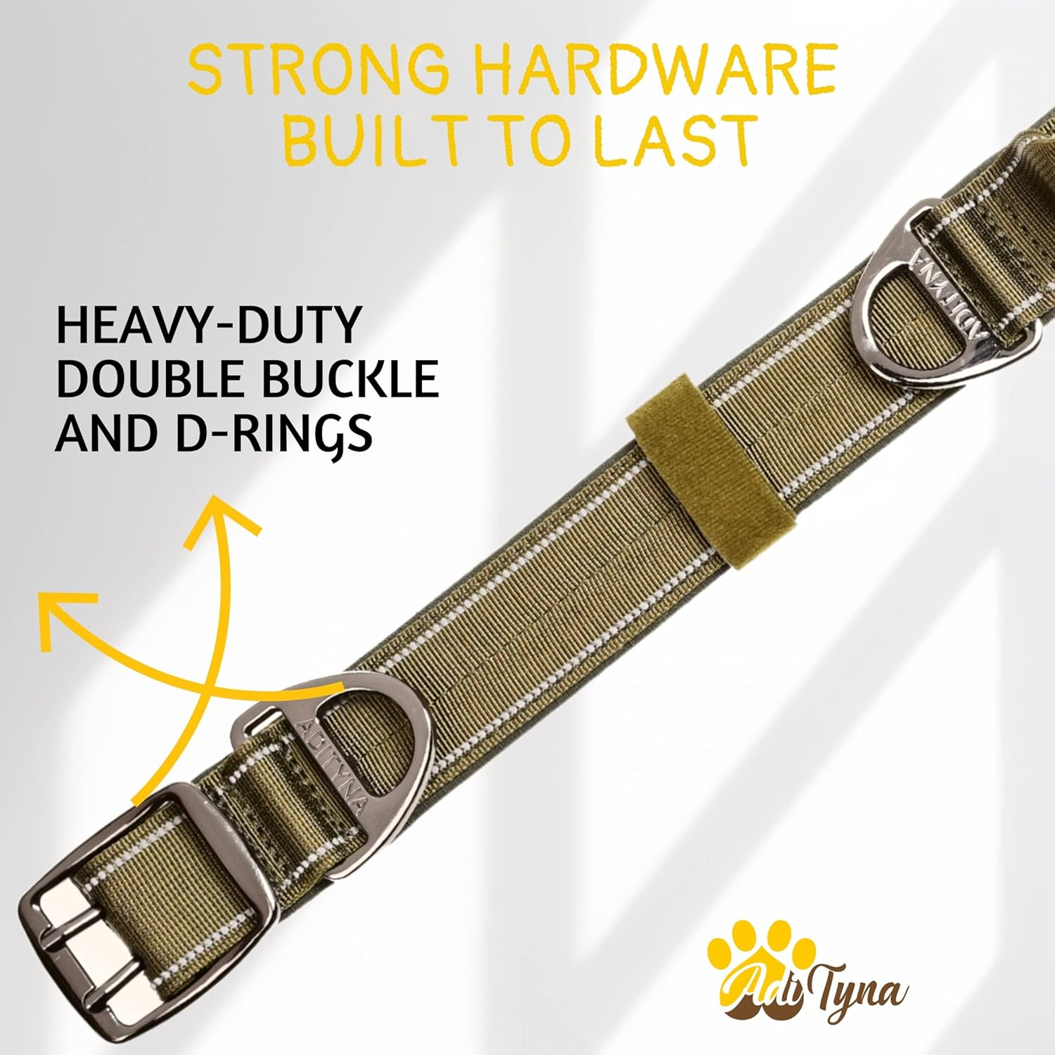 ADITYNA Heavy Duty Dog Collar for Large Dogs - Reflective Green Collar with Handle for Training, and Walking - Wide, Thick, Tactical, Soft Neoprene Padded image number 3