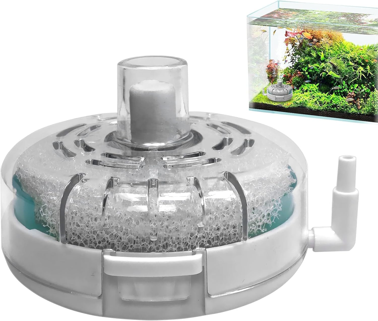 Nkmifeg Small Aquarium Filter | Fish Bowl Filter - Replacement Filtration Aerator Pump for Shrimp Freshwater Terrarium Breeding Pond Saltwater image number 4