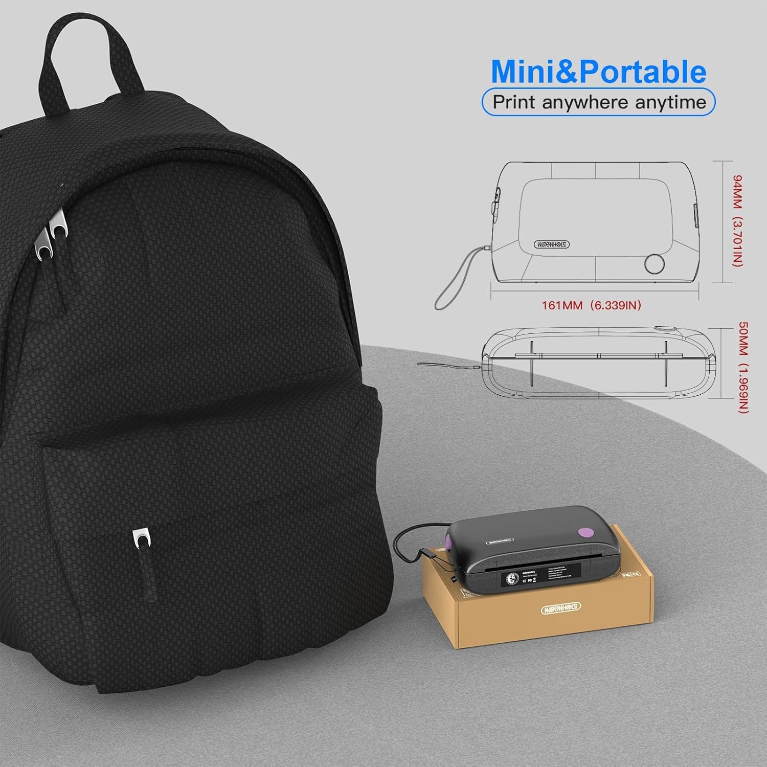 Wormhole Tattoo Stencil Printer, Mini Thermal Tattoo Printer, Bluetooth Tattoo Machines Compatible with Tablet, Smartphone for Beginners and Artists-Black image number 4