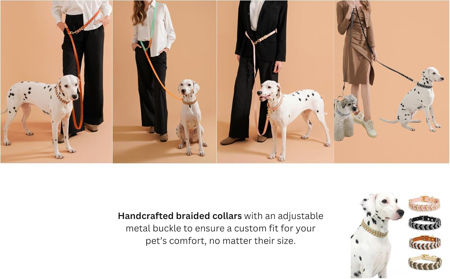 Handmade PVC Coated Dog Collar | Luxury Braided Waterproof Collar for Small to Large Dogs | Adjustable, Durable & Easy to Clean | Stylish Design for Walks & Training. Rose Blush/Cream, Small image number 7