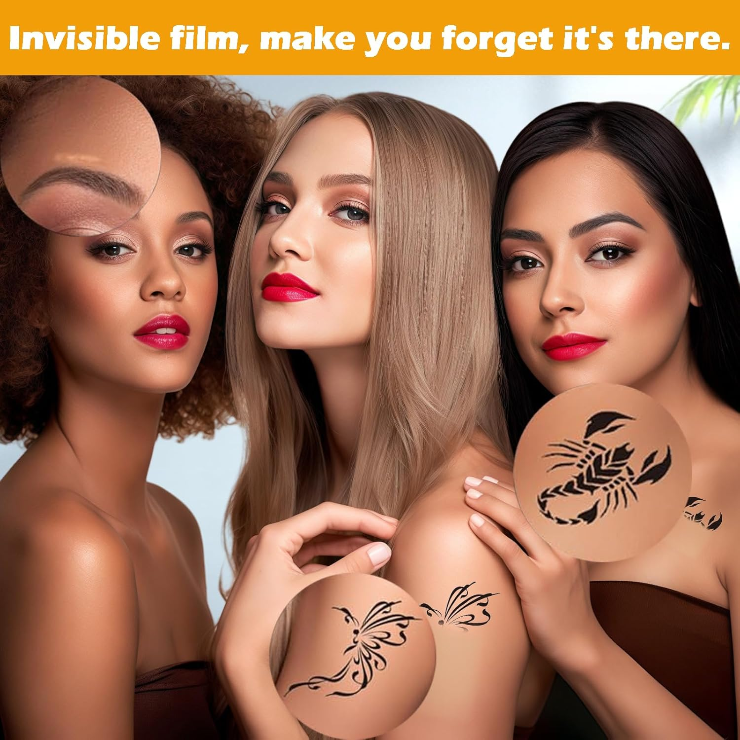 8Pcs Tattoo Cover up Patch, Scar Tape, Invisible Waterproof Body Concealer Makeup Sticker - Natural Looking Cover up Tattoos and Scar, Waterproof Body Concealer image number 4