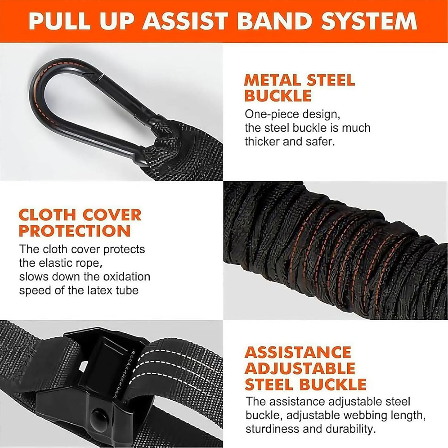 Heavy Duty Pull up Workout Band, Pull up Assistance Bands with Feet/Knee Rest, Adjustable Pull up Assistance Band, Home Gym Fitness Exercise Strength Training for Body Stretching image number 4