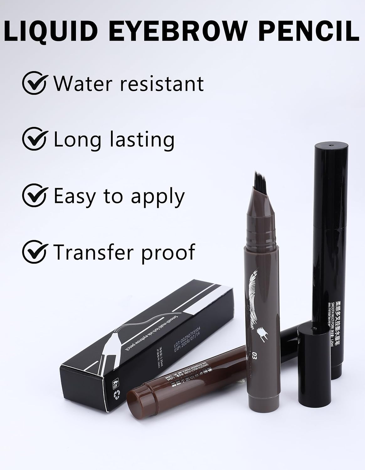 Erinde Microblading Eyebrow Pen, Waterproof Long Lasting Eyebrow Pencil for Women, Natural Brow Definer Creates Hair-Like Strokes, Smudge Proof Liquid Eyebrow Makeup for Shaping & Filling Brows,03# - 03 image number 3
