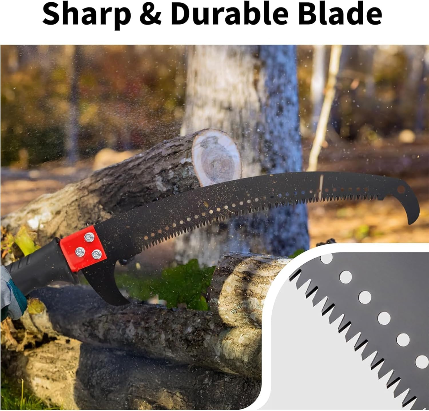 Homodoskey Manual Pole Saw, 9M Extendable Tree Pruner, High Branch Trimmer with Lightweight Fiberglass Handles, Garden Tools with Storage Bag, for Pruning Palms and Shrubs image number 2