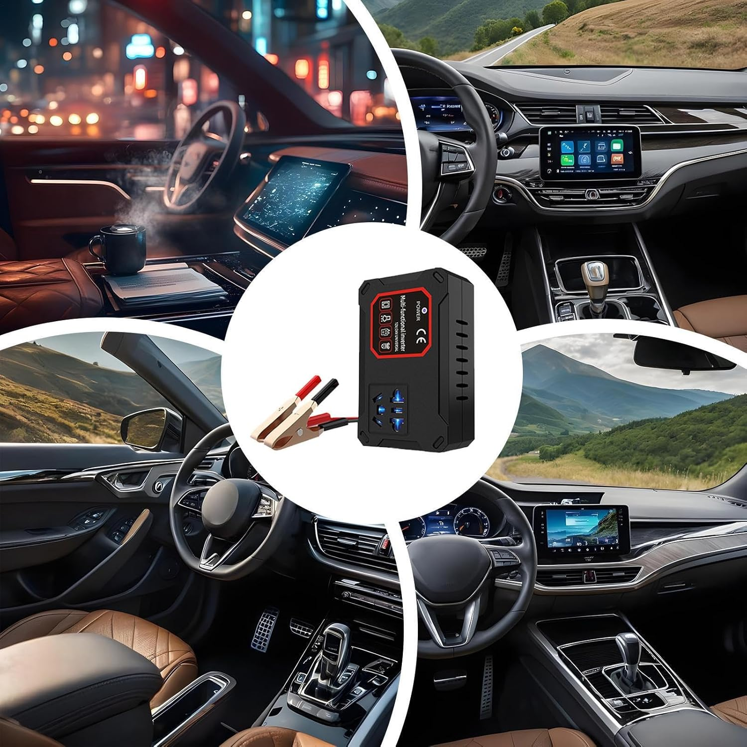 Battery Inverters for Vehicles | Vehicle Adapter Outlet with Charging Port,Versatile Road Trip Plug-In Charger Adapter for Cell Phones, Drones image number 2