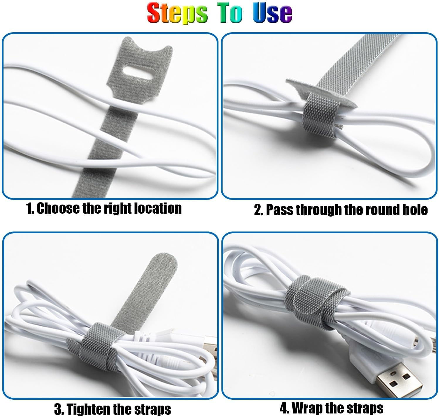 Cable Ties, WADY 100 Pcs Reusable Cable Ties, Adjustable Strap Wire Management, Premium Quality Cable Management Straps for Electrical Cable & Wire Organizer (White, 200Mm X 12Mm) image number 2