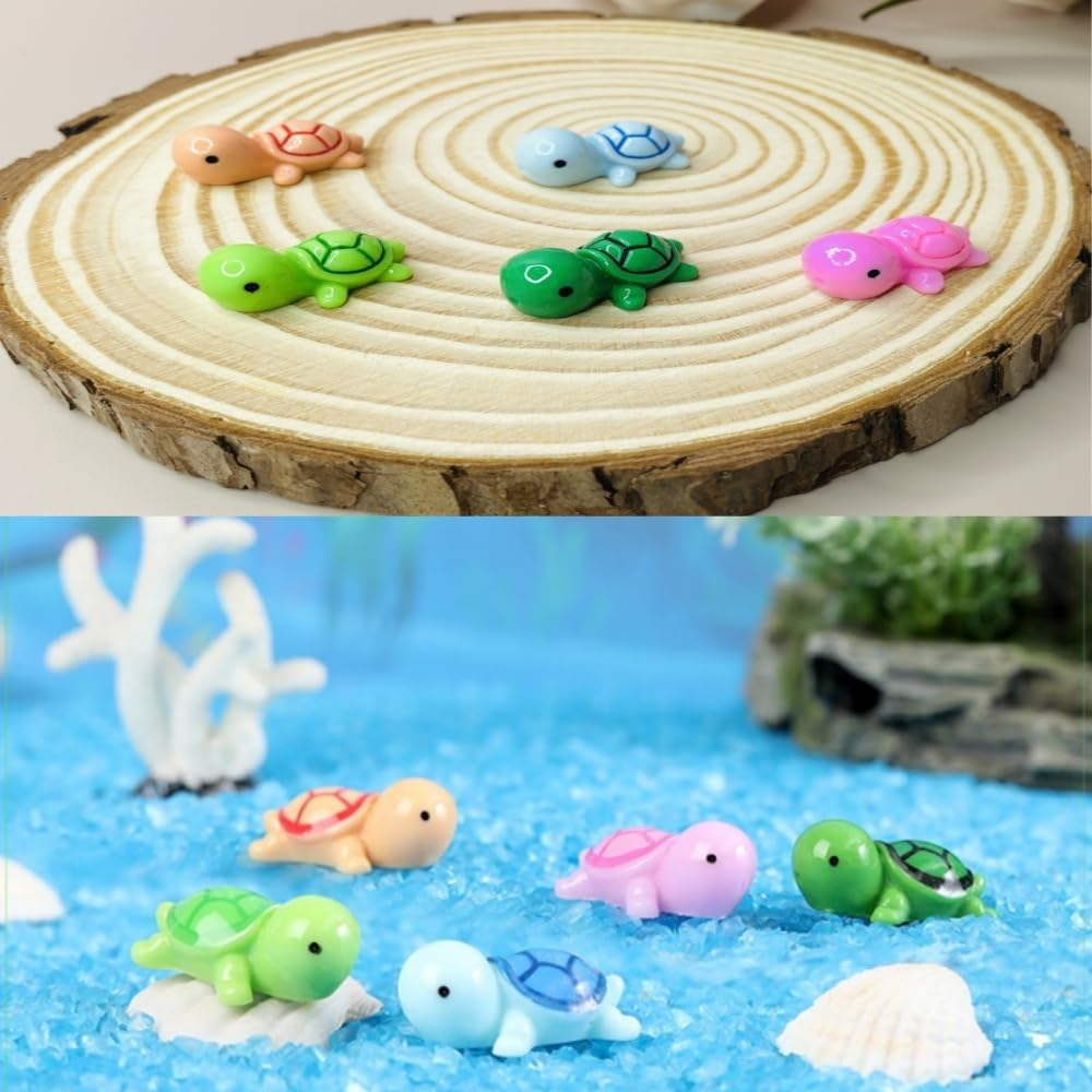 FUNNTY 30 Baby Turtles - Miniature Resin Turtles Miniature Figurines in Bulk 5Color Sea Turtle for Ocean Animal Figurines DIY Home Garden Birthday Party Favor Decoration