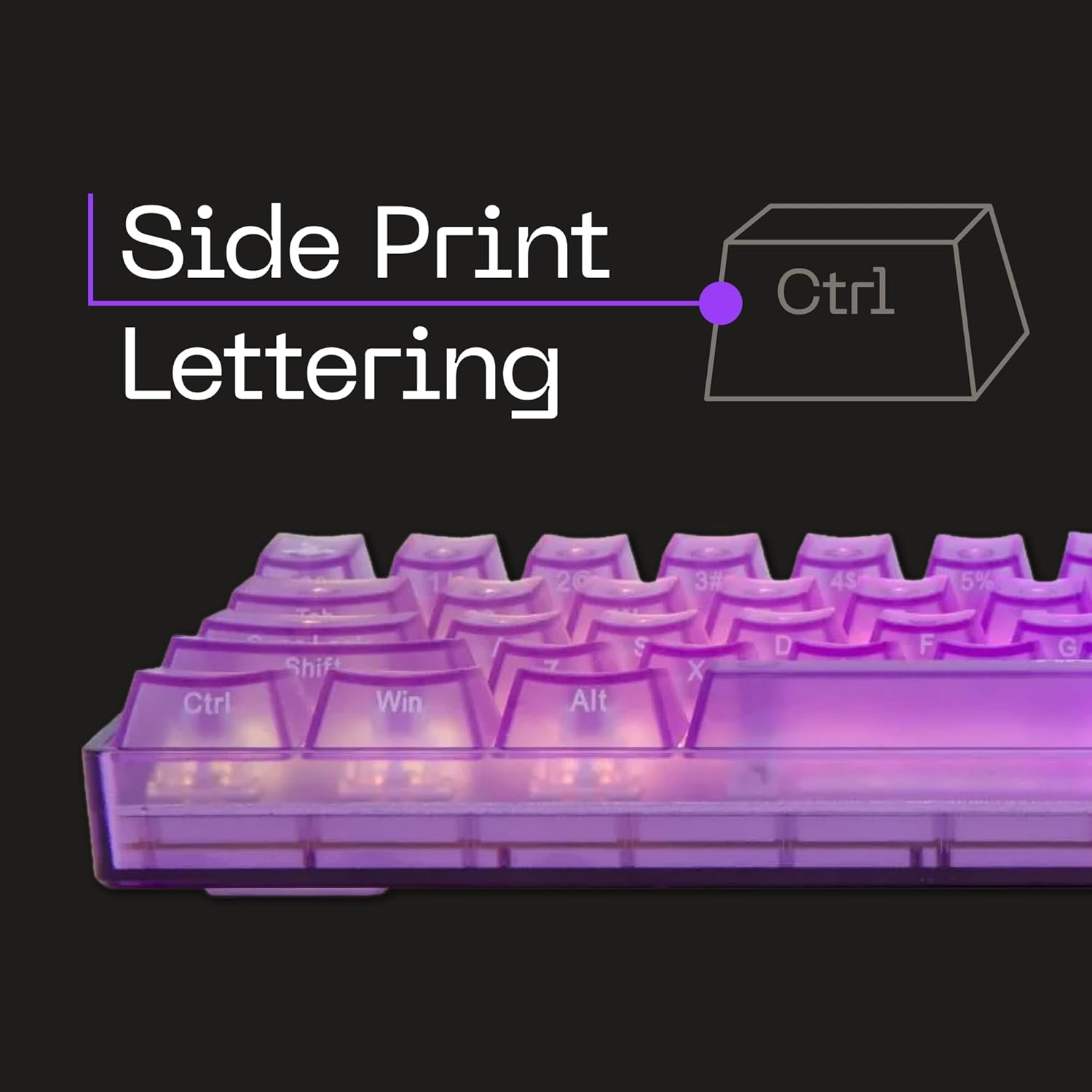 Higround Crystal Amethyst Basecamp 65% Mechanical Keyboard, White Flame Switches for Precision, Programable RGB, Translucent, Smooth Typing, Hot-Swappable, Deep Thocc Dual Silicone Dampening image number 2