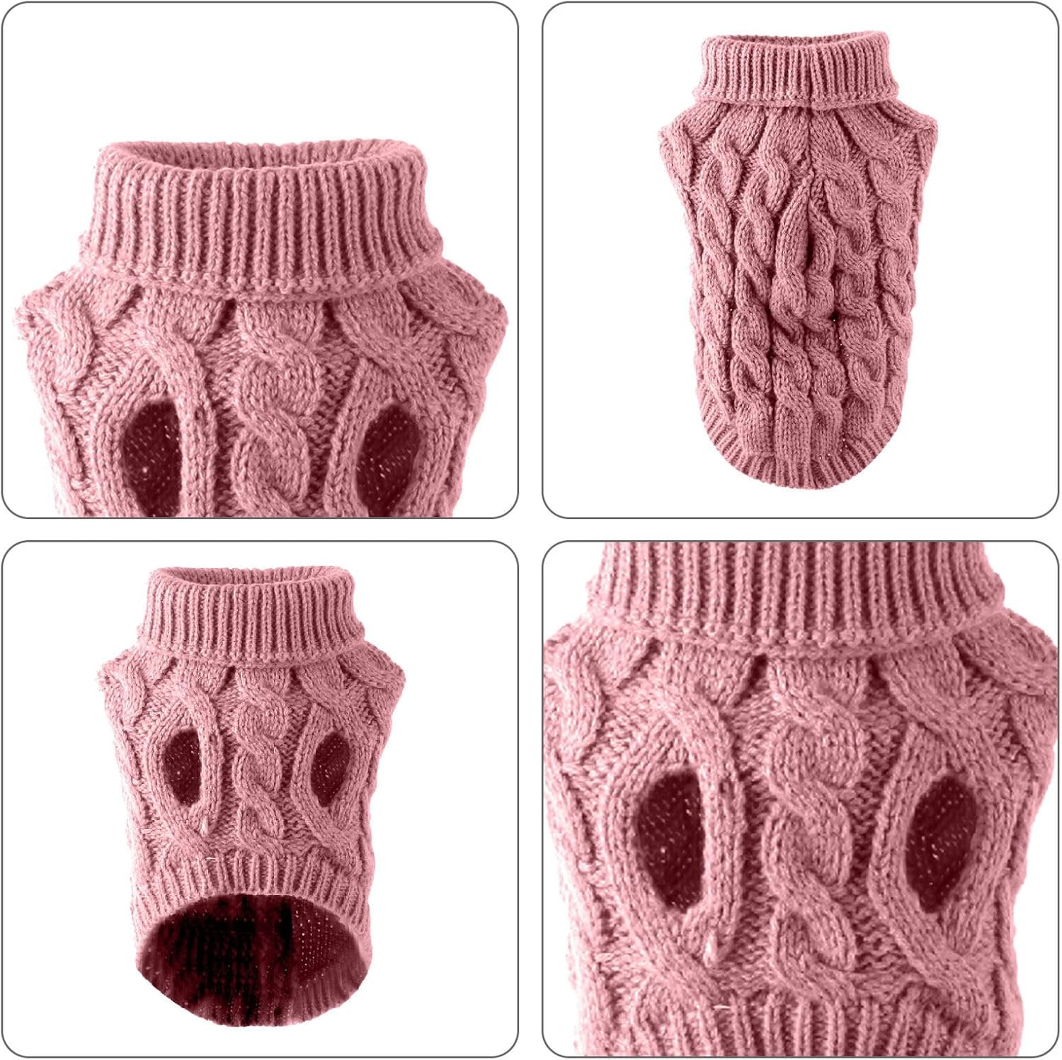 LASIEYO Dog Jumper, Small Dogs, Turtleneck Knitted Jumper, Winter Warm Dog Jumper, Pet Warm Jumper for Small Dogs (L) image number 3