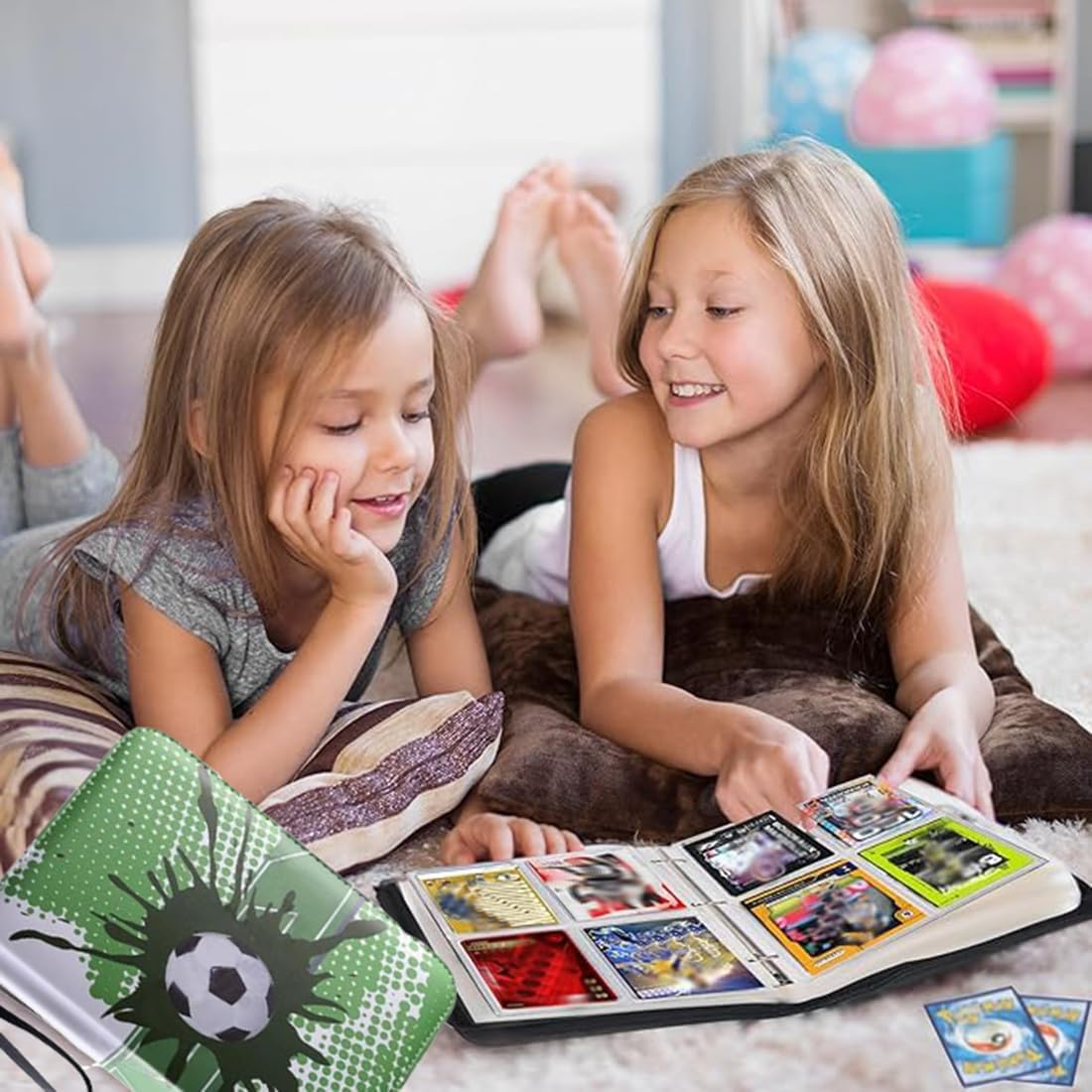 Soccer Card Binder, 400 Pockets Game Card Collection Album Book, Portable Soccer Cards Holder Trading Cards Binder Collector Album with 50 Removable Sheets for Boys Girls image number 2