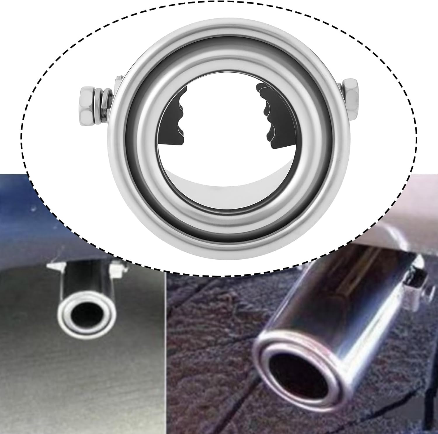 Car Stainless Steel Exhaust Tip Trim 106X50Mm Compatible with Fiat 500 Brava Bravo Duna Fiorino Idea Panda image number 2