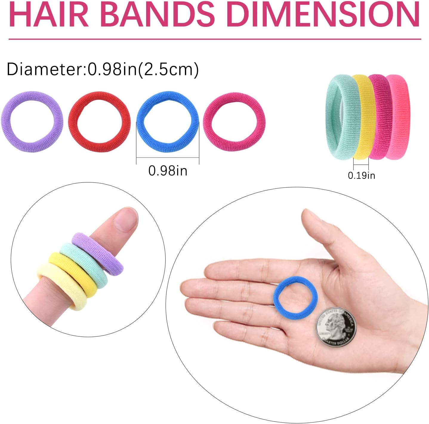 WKJHO 200Pcs Baby Hair Ties, Cotton Soft Toddler Hair Ties for Girls and Kids, Multicolor Small Seamless Elastic Hair Bands Ponytail Holders Hair Accessories image number 6