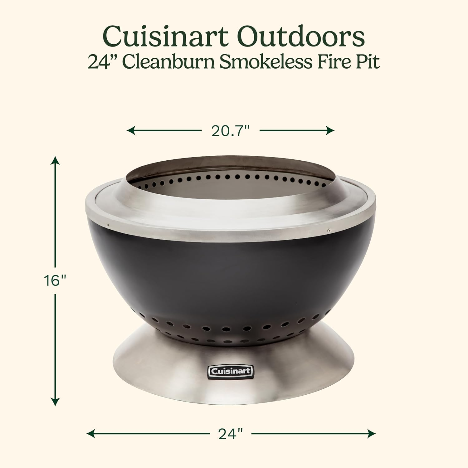 Cuisinart COH-800 24" Cleanburn Smokeless Fire Pit with Wind Guard, Easy Clean Ash Tray and Locking Base image number 2