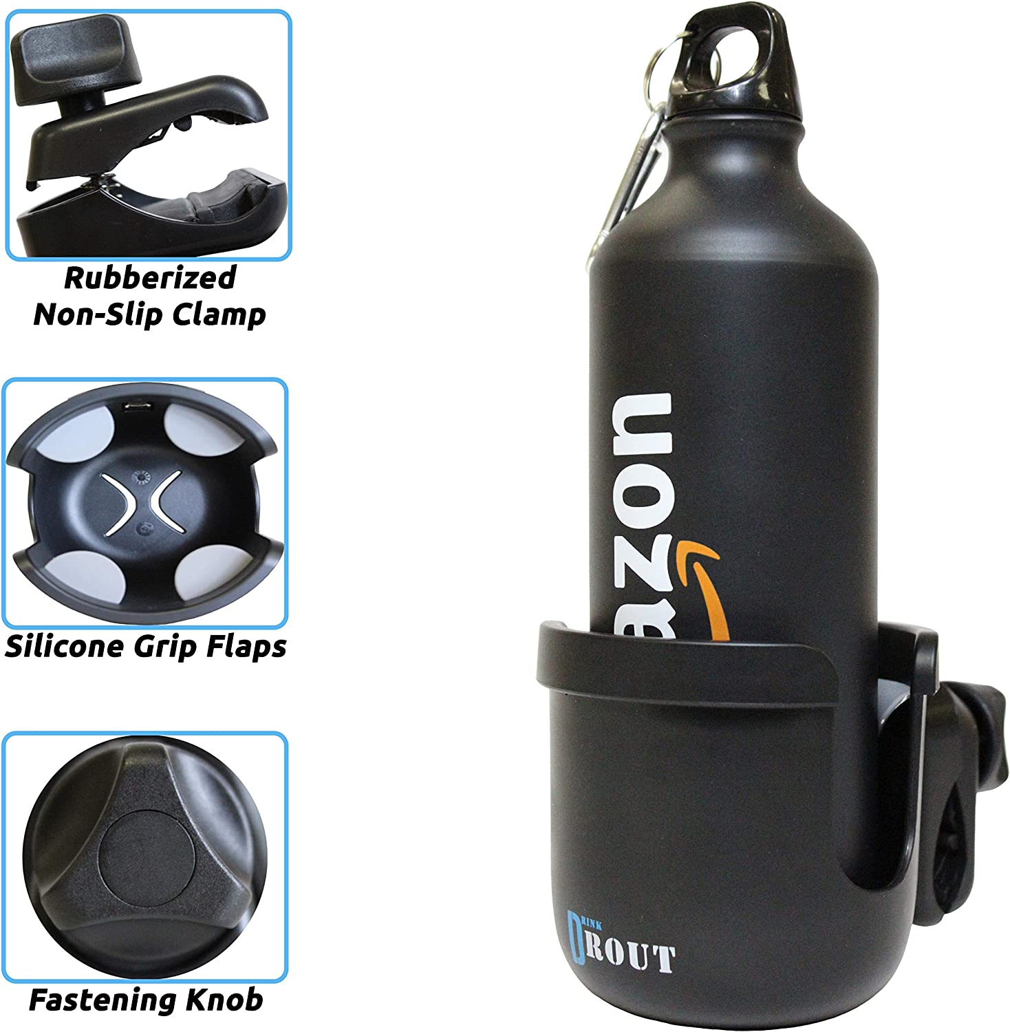 W4W Universal Stroller Cup Holder &ndash; Mega Strength Adjustable Clamp Fits on Any Bike, Walker, Wheel Chair, Car &ndash; Large Adjustable Drink Holder Fits Any Size Cup, Water Bottle, Can Etc. image number 3