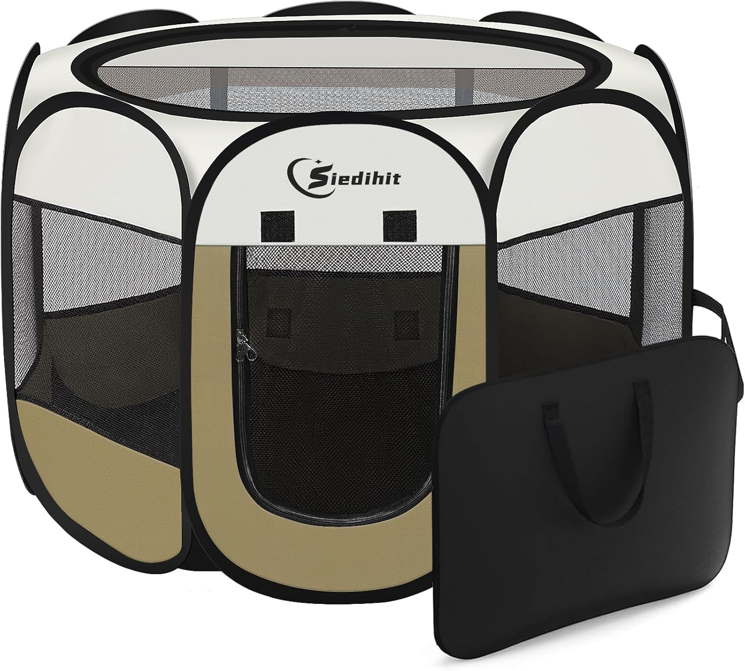 Dog Playpen with Washable Pee Pad, Puppy Pet Cat Playpen Small Dogs Tent Crate Indoor/Outdoor, Portable Pop up Kennel with Carrying Case for Cats/Rabbits(Grey (29" X 29" X 17") with Pad)