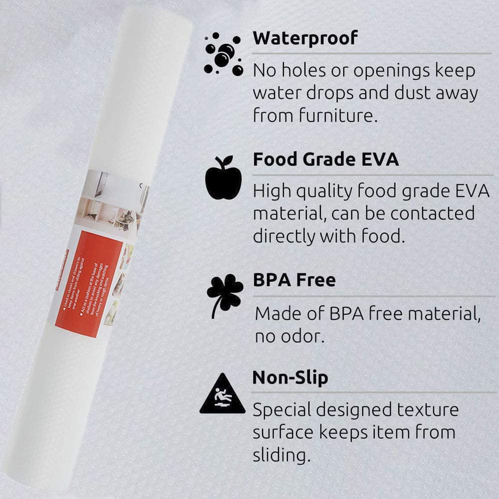 18&times;197In Plastic Shelf Liner Non Adhesive Cabinet Liner Non-Slip Shelf Liner Non-Adhesive Refrigerator Mat Cupboard Pad for Cabinets, Storage, Kitchen,Desks,Deco Shelf Liners-Clear (18&times;197In) image number 6