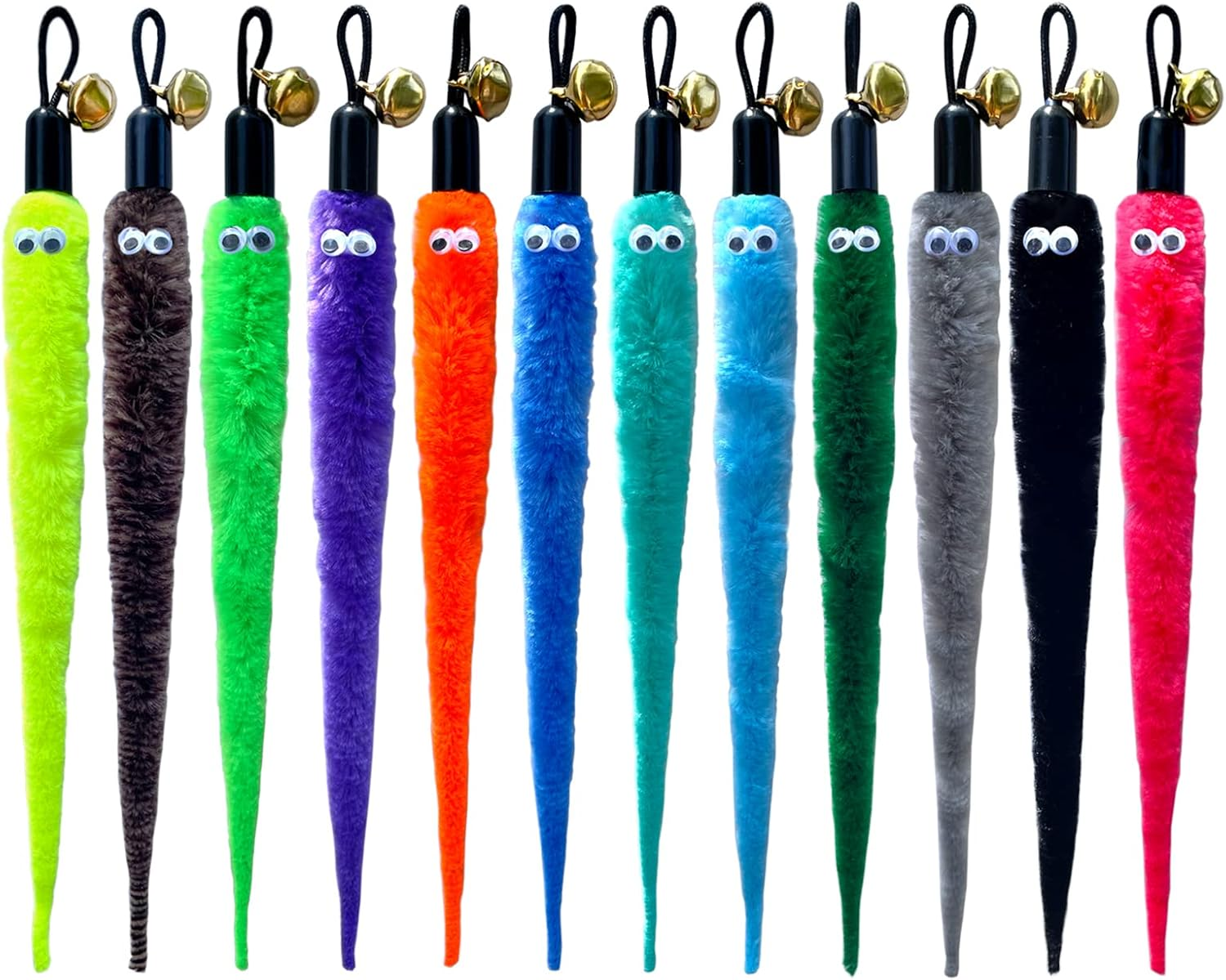 Acceleah Cat Worm Toy Refills - Assorted Teaser Wand Toys with Bell (14 Pcs)