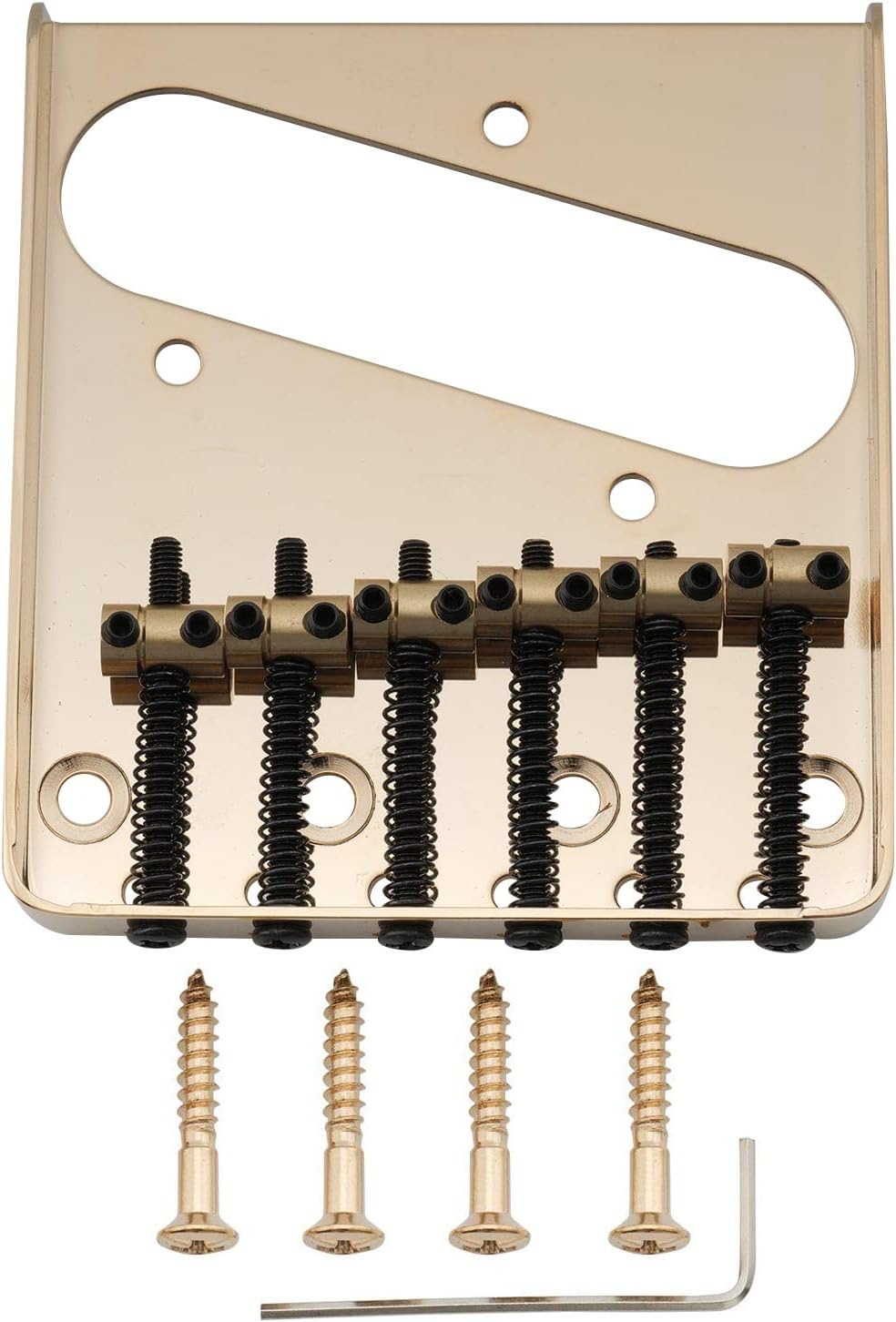 Musiclily Pro 54Mm Vintage Telecaster Bridge with Barrel Brass 6-Saddle for Squier and Import Tele Style Electric Guitar, Chrome