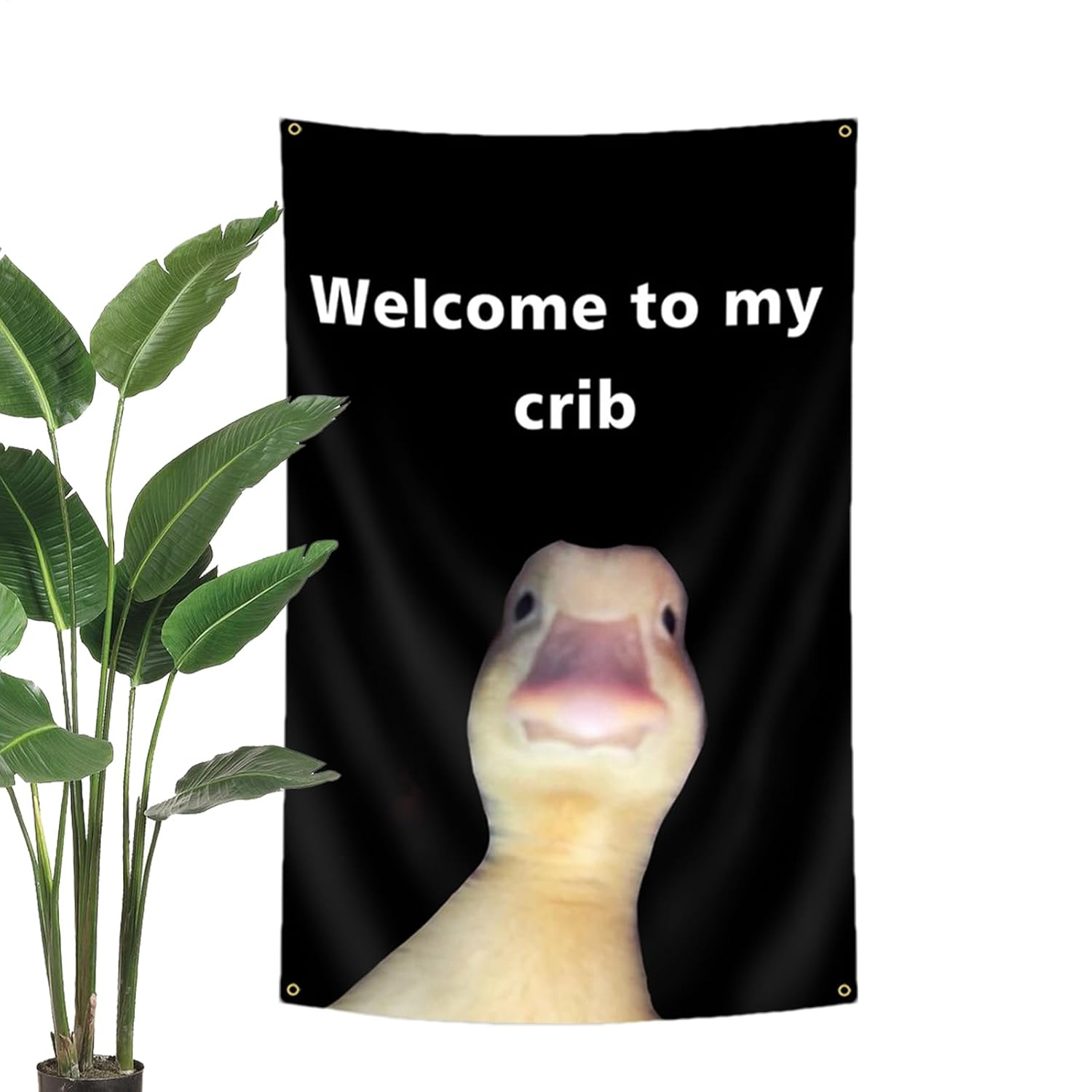 Welcome to My Crib, Duck Flag Wall Tapestry Hangable with Brass Grommets, Bedroom Decorations, Home Decor, Funny Posters, Indoor Outdoor Backdrop for College Dorm image number 2