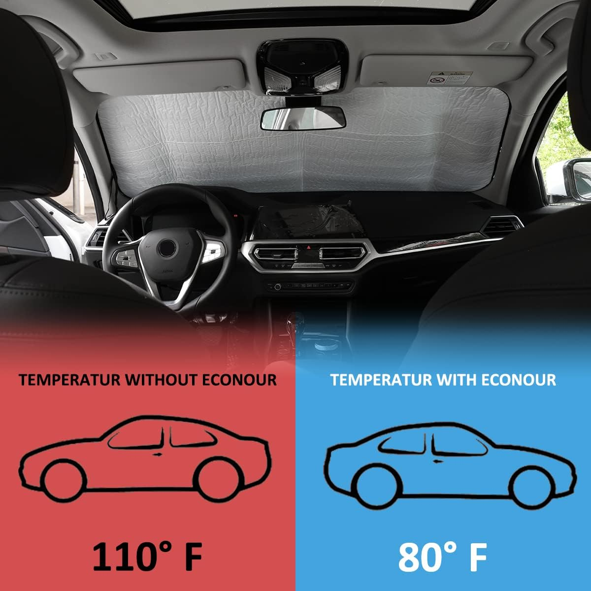 Windshield Sunshade Car Foldable UV Ray Reflector for BMW 3 Series G20 G28 2019-2022 Car Sun Shade Accessories image number 6