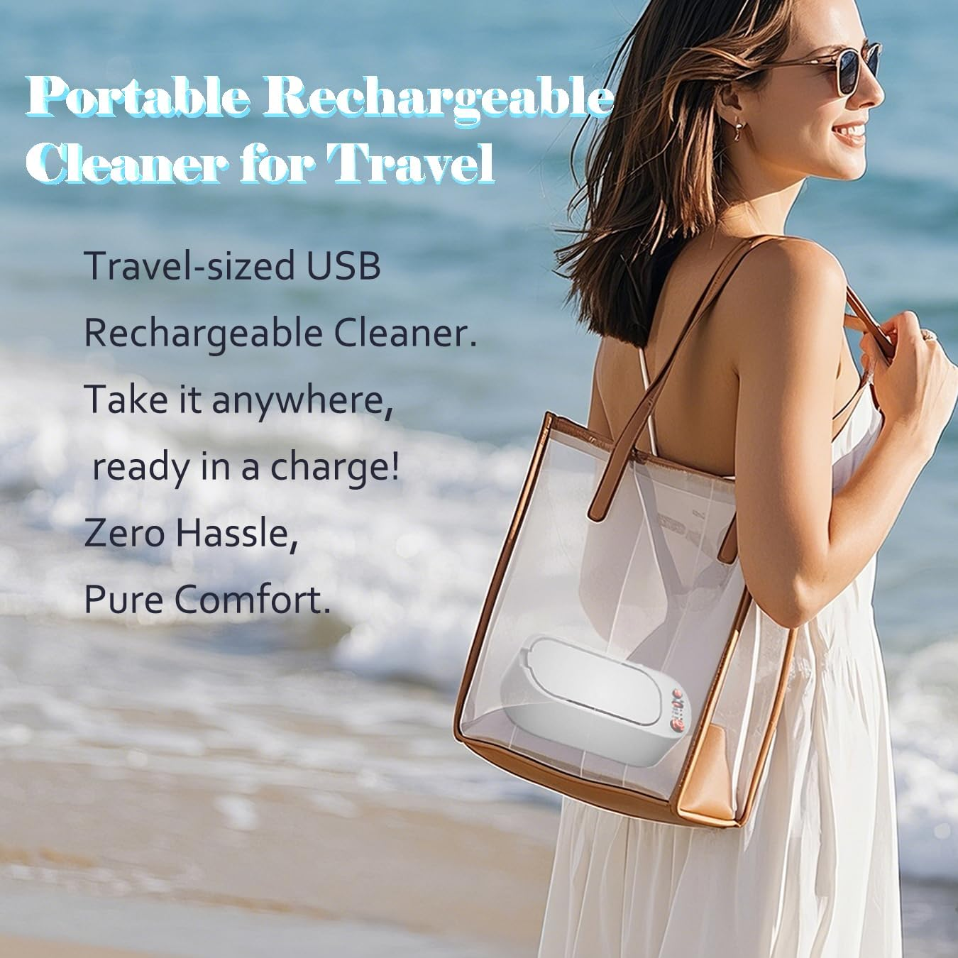 Fenikle Ultrasonic Cleaner, Portable Travel Ultrasonic Jewellery Cleaner with 3 Mode, Rechargeable 45Khz Makeup Brush Cleaner for Ring, Watch, Retainer Cleaner, Professional Glasses Cleaner. image number 3