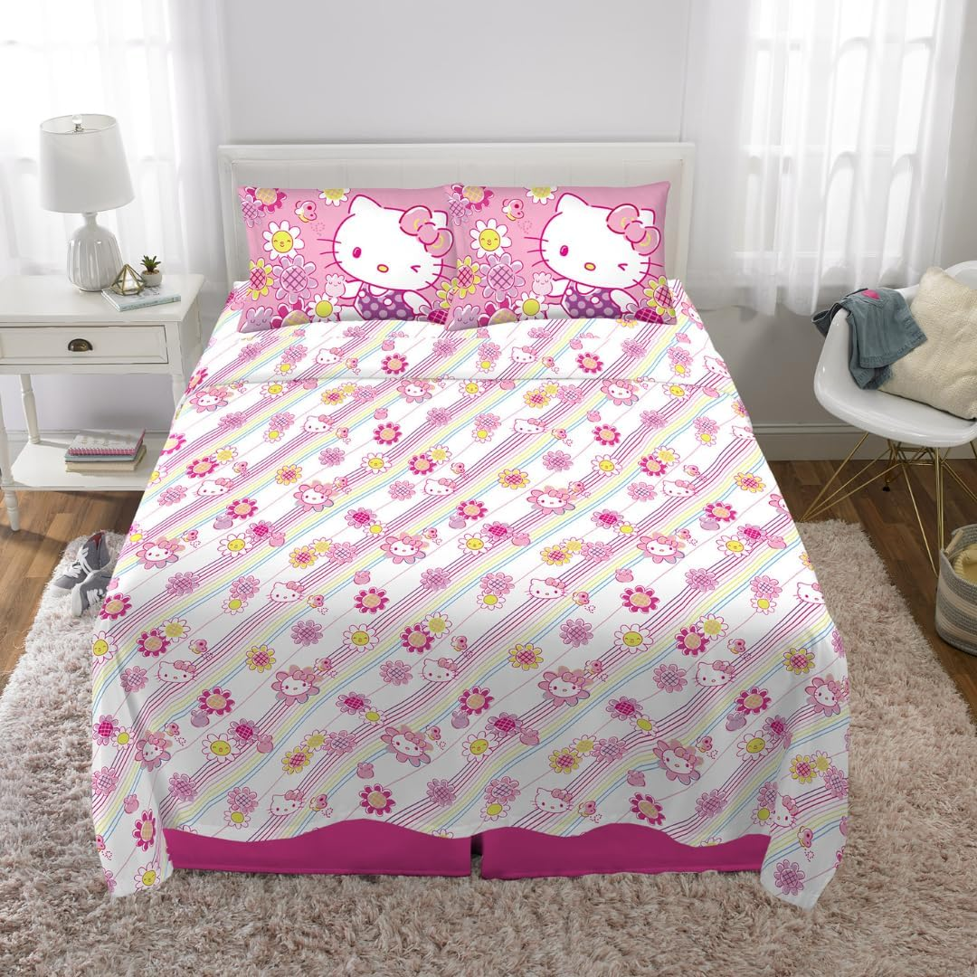 Franco Hello Kitty Bedding Super Soft Microfiber Sheet Set, Queen, Hello Kitty, (Officially Licensed Product) image number 3
