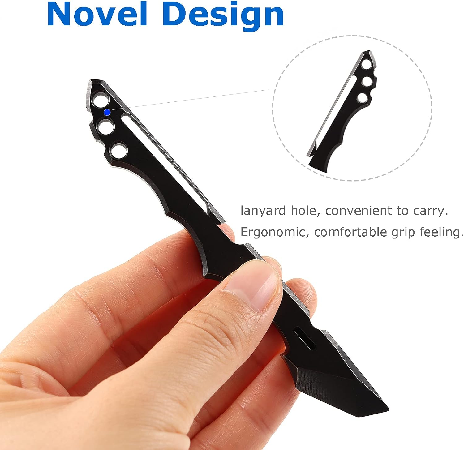 Titanium Pry Bar EDC Multi Tool with Bottle Opener Box Opener Clip Function (Black) image number 3