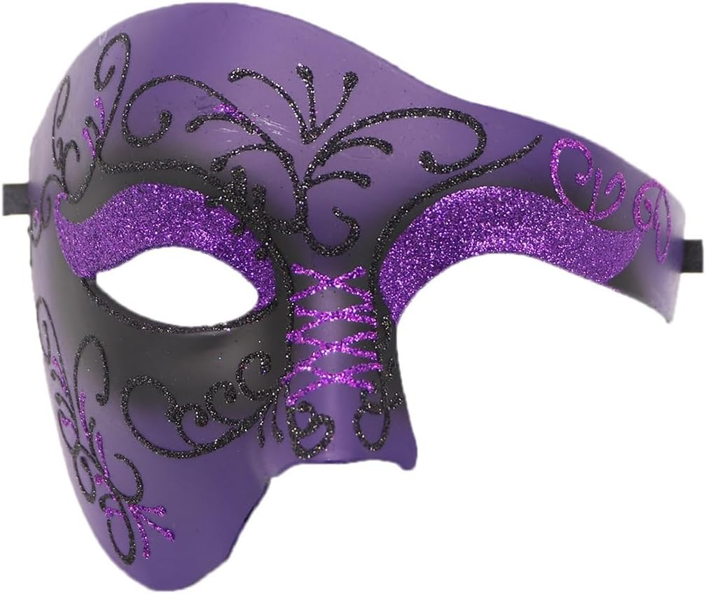AIMALL Elegant Half Face Ghost Mask Series, European and American Style, Suitable for Halloween Carnival, Opera Ball and Nightclub Party - 7.87X5.91X1.18 Inches