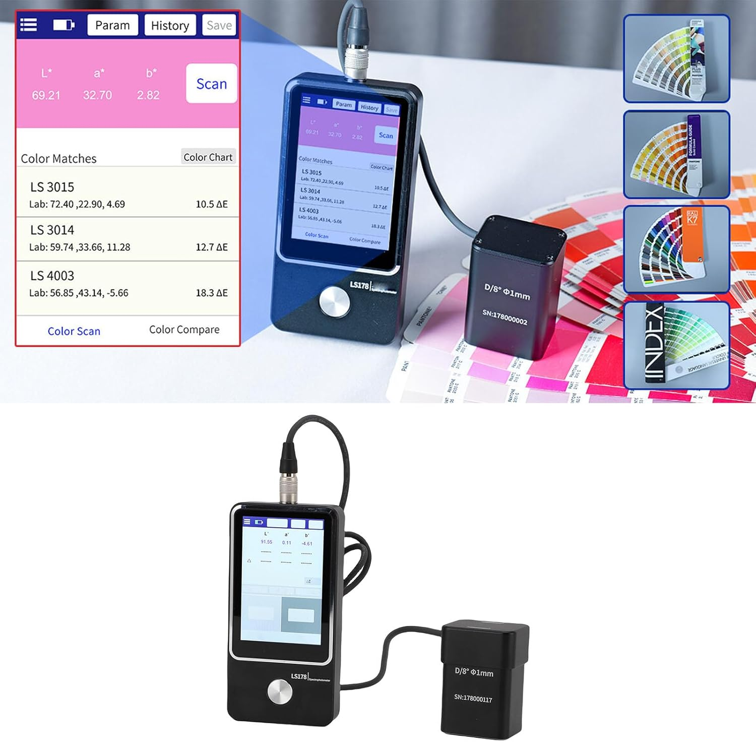 Jectse Full Spectrum LED Light Source Digital Paint Color Meter for Comprehensive Color Matching and Analysis, Professional Colorimeter for QC Inspection image number 4