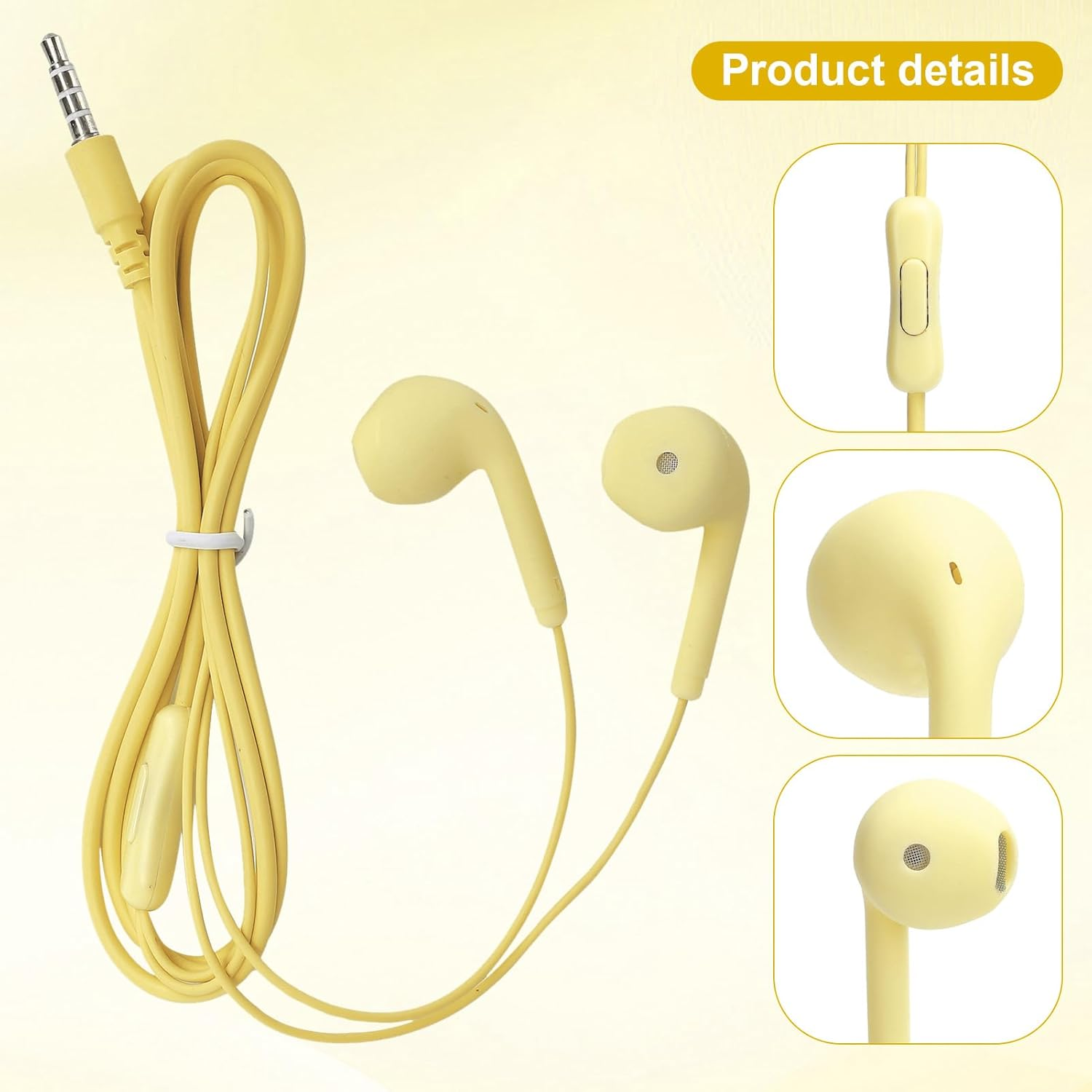 Garsent Ergonomic Small Lightweight Wired Earphone, Hifi Sound, 3.5 Mm Interface, Hands-Free Function, Durable ABS Material (Yellow) image number 2