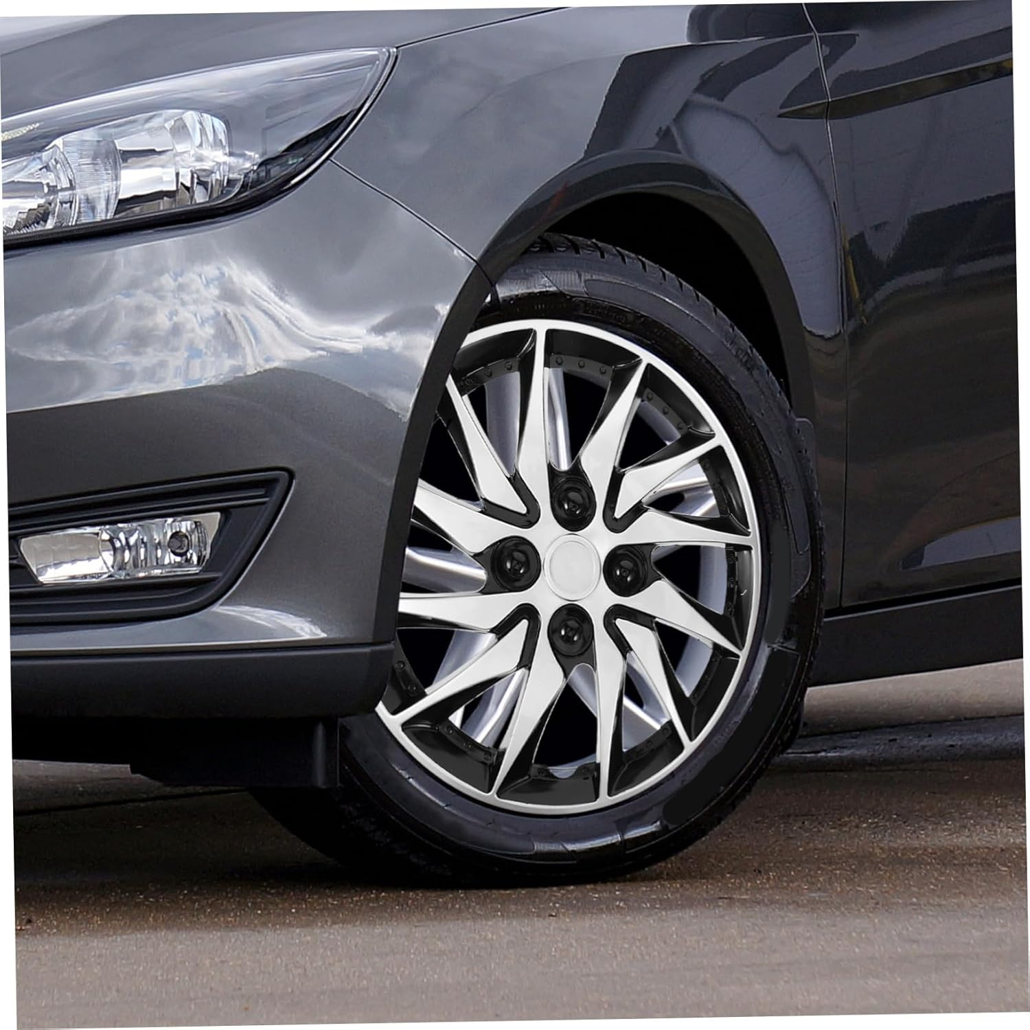 PLAFOPE Stylish Car Hubcap Set 14 Inch Wheel Rim Covers Automotive Decorative Hubcaps image number 5