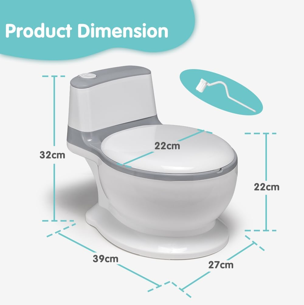 Playpals Potty Training Toilet, Realistic Toddler Potty Training Toilet with Soft Seat, Removable Potty Pot, Toilet Tissue Dispenser and Splash Guard for Toddler& Baby, Easy to Empty and Clean, Grey image number 1