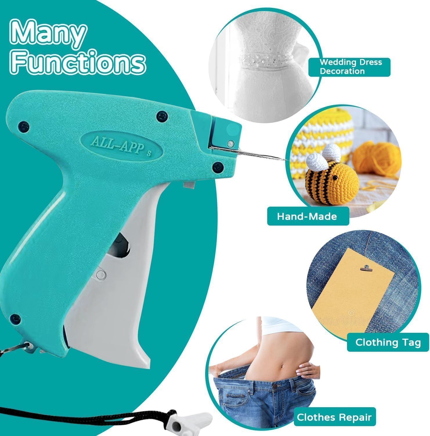 Tagging Gun Kit, Quick Clothing Fixer Fine Stitch Tool Mini Stitch Gun for Clothes,Quick Stitch Sewing Gun with 1500 Black and 1500 White Fasteners One Replacement Pin image number 4