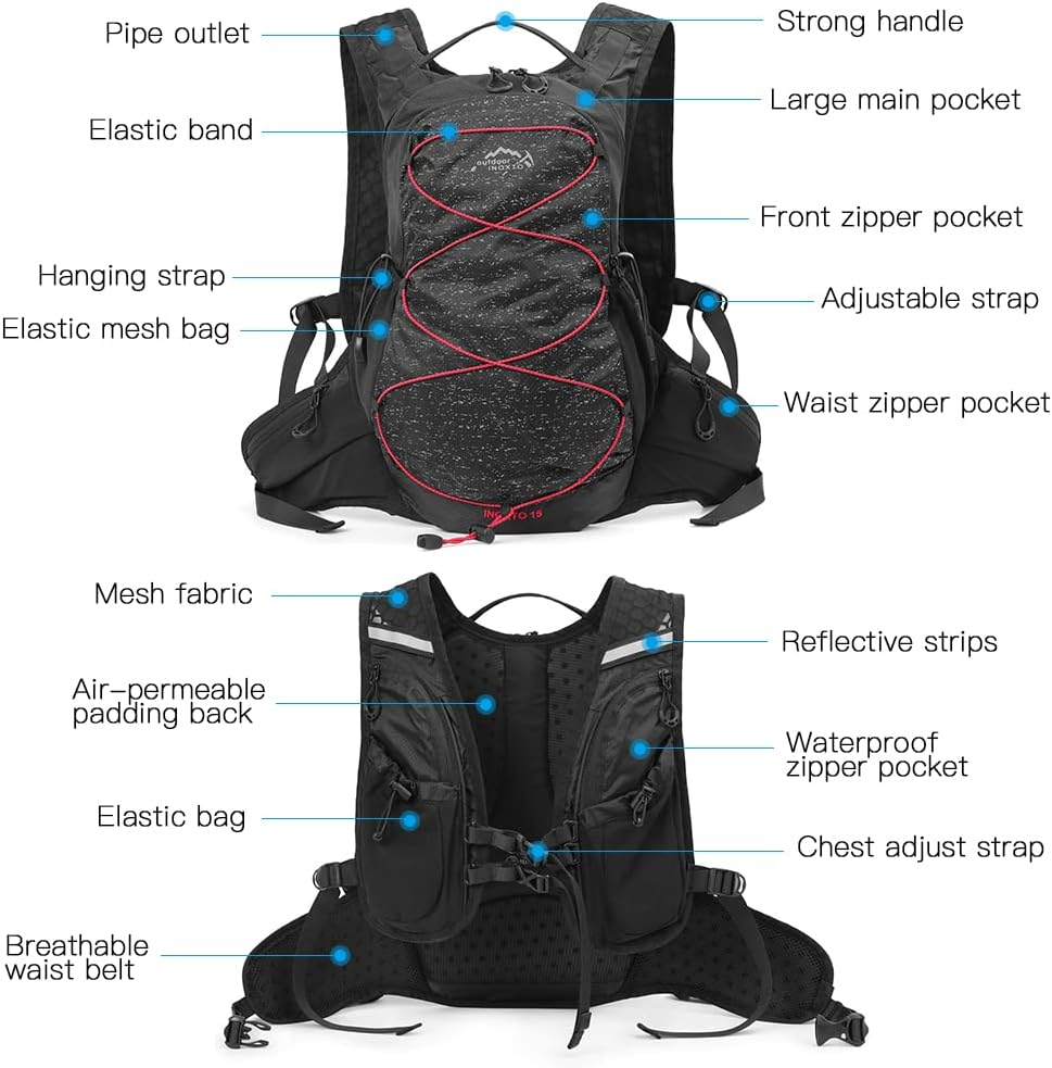 15L Running Backpack Ycle Backpack Sports Vest Ultralight Riding Bag Women Men Breathable Jogging Sport Backpack for Camping Hiking Cycling Sport Bag White White