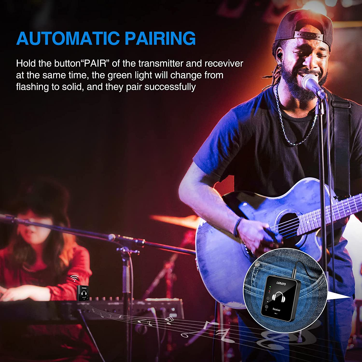 LEKATO MS-1 Wireless In-Ear Monitor System -(Only Receiver)