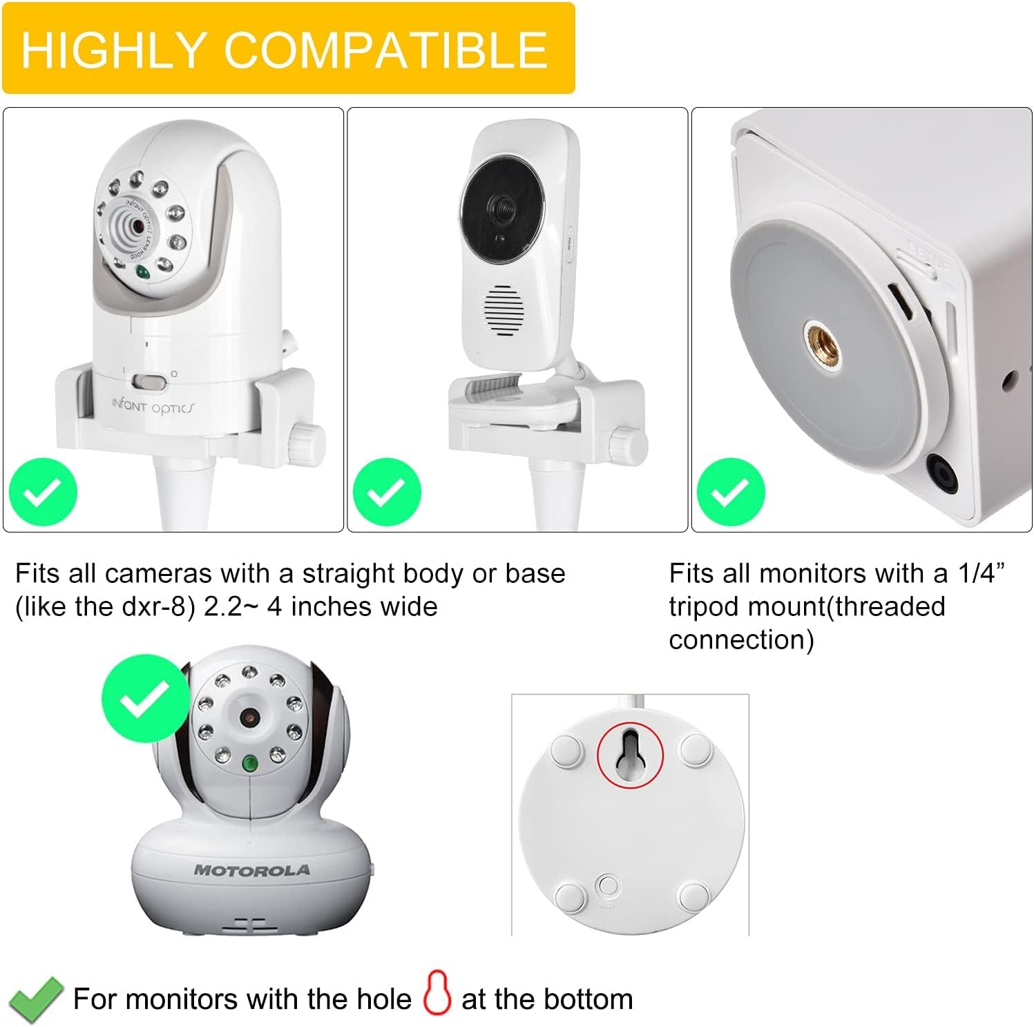 Universal Baby Monitor Stand, Flexible Mounting Bracket for Baby Bed Frame, Furniture, No-Drill Camera Mount image number 3