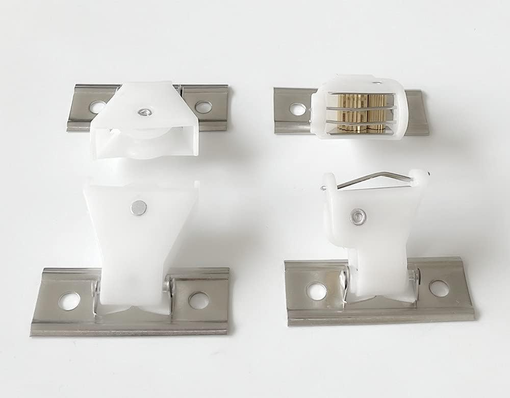 4Pcs Cord Lock Mechanism and Cord Idler Pulley Swivel Type White Plastic and Stainless Steel Bracket for Roman Blinds Woven Wood Shades and Bamboo Blinds image number 2