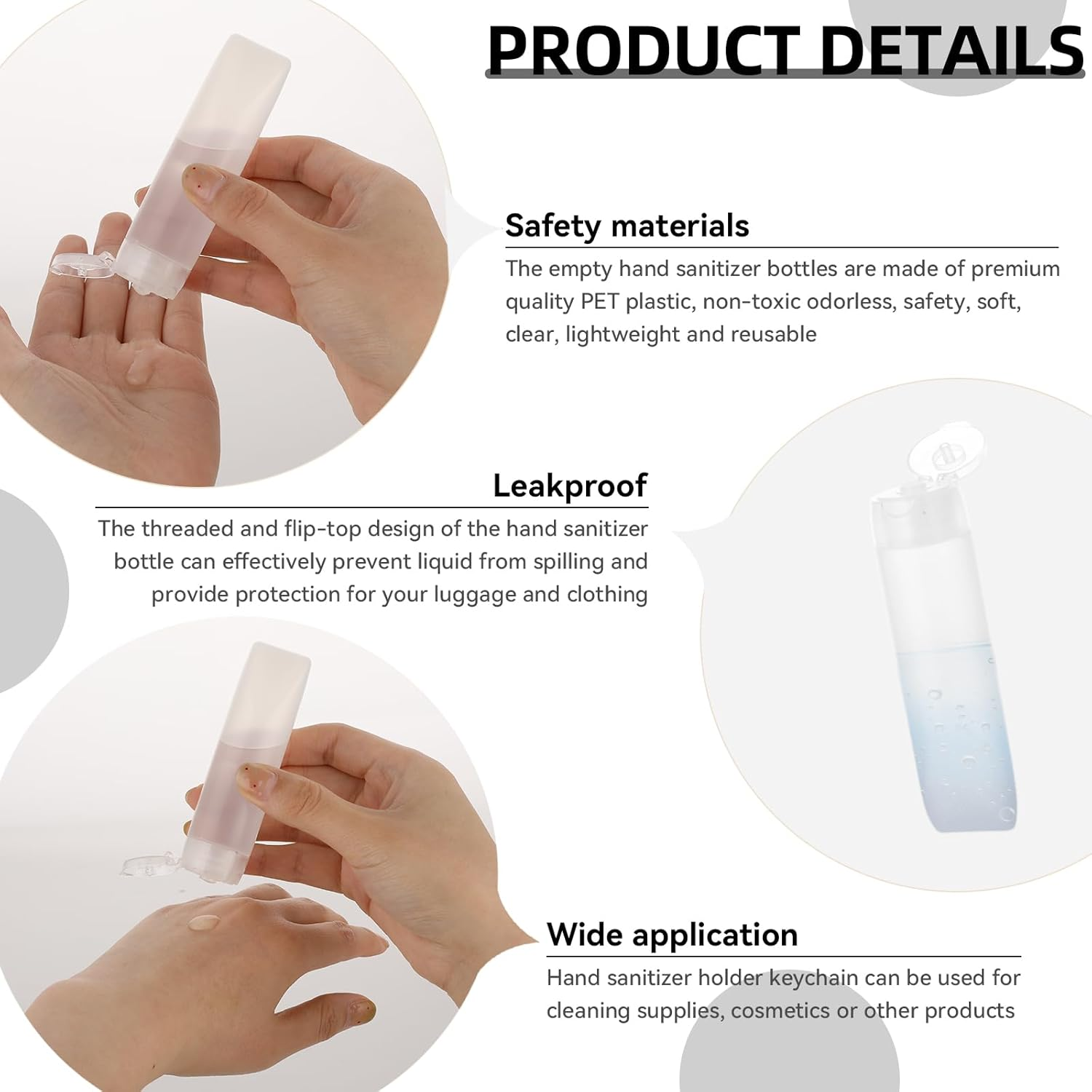 Refillable Cosmetic Containers, 5 Pieces 1 Oz Travel Bottles Mini Squeeze Bottle Makeup Containers Empty Lotion Bottles Toothpaste Container Reusable Travel Dispensers Bottles for Liquids Toiletries image number 4