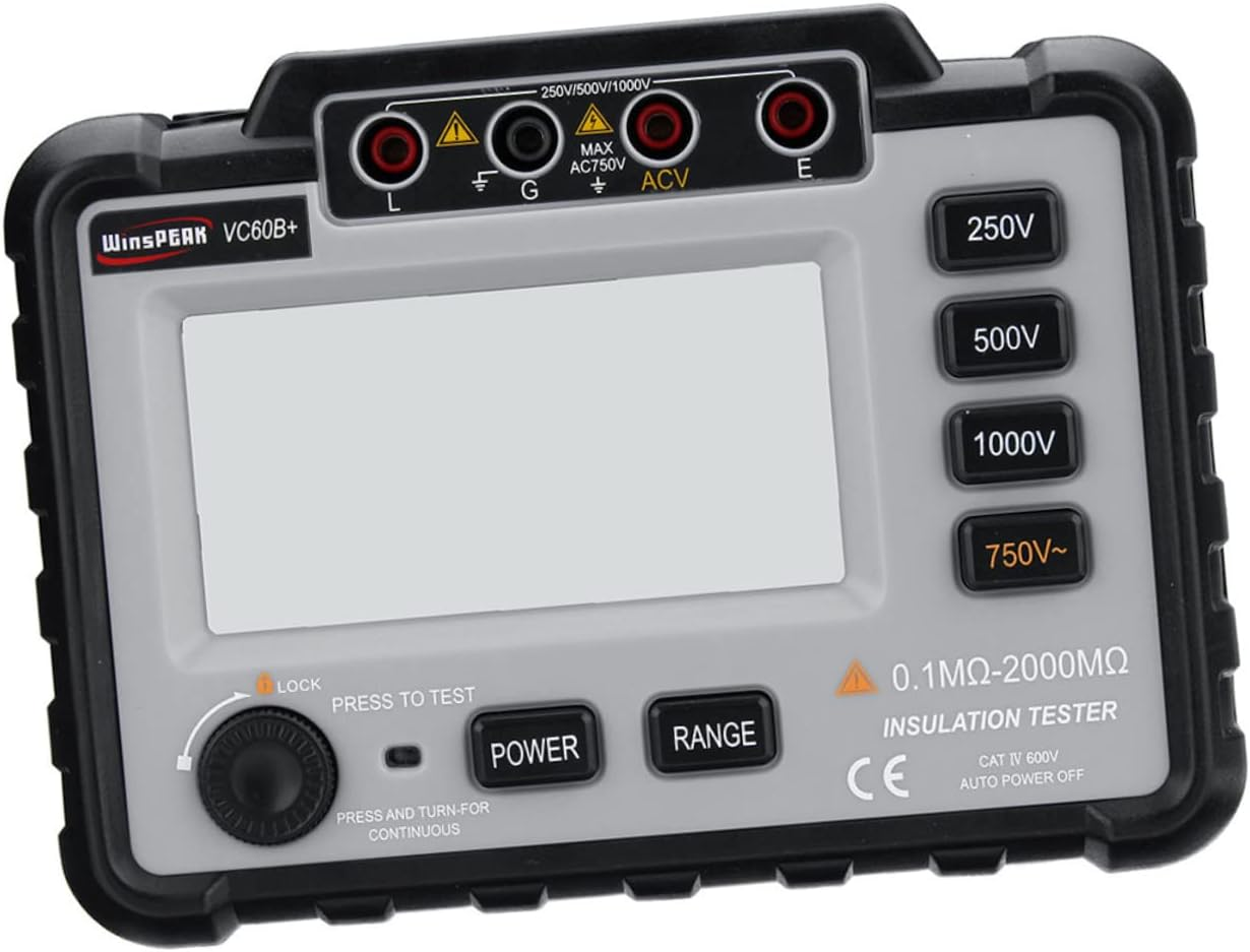 TEHAUX Insulation Tester Auto Electrical Tools Digital Megohm Backlight Megohmmeter Test Leads for Motors Appliances image number 5